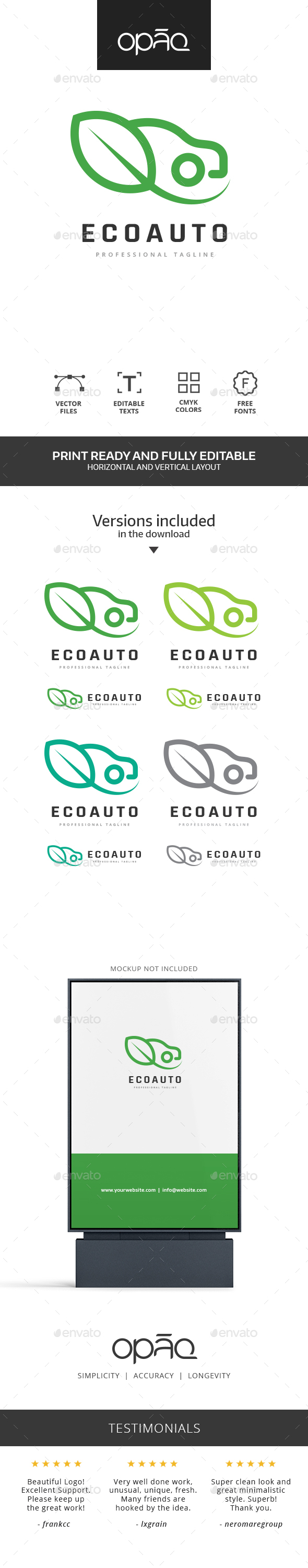 Ecological Green Car Logo