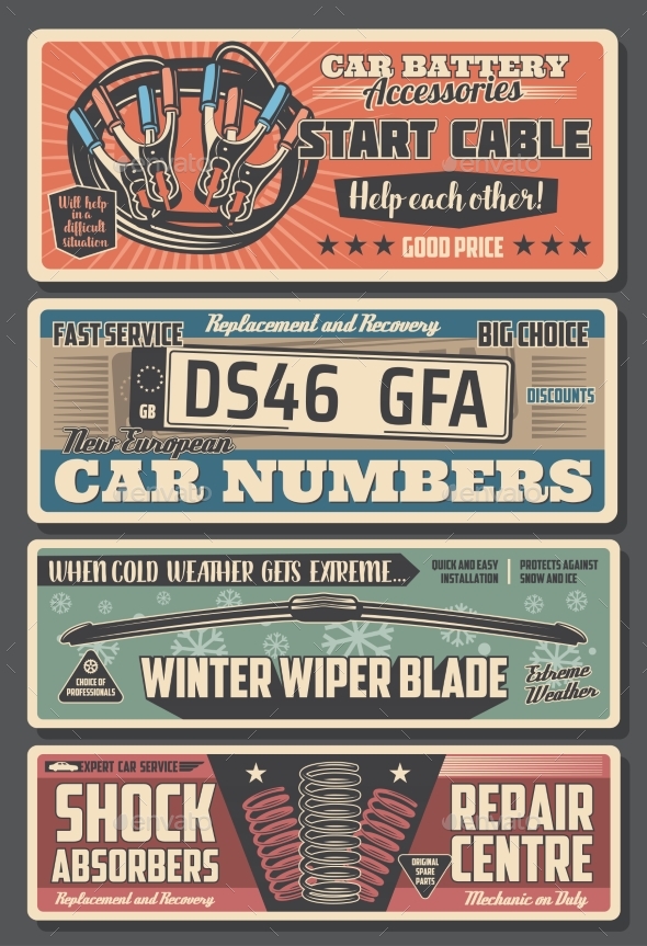 Car Parts Registration Plates and Engine Cables