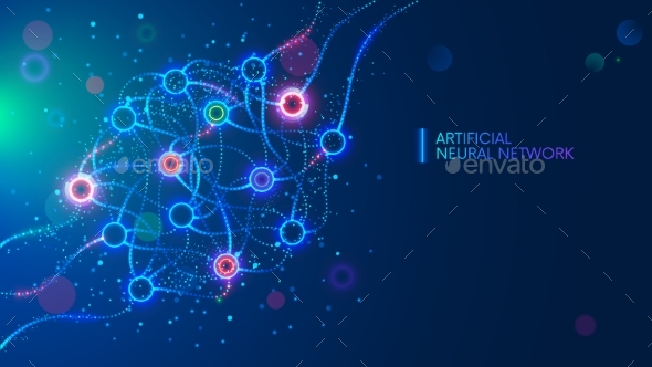 Artificial neural networks, ANN, connectionist systems. AI. Artificial intelligence. Science concept