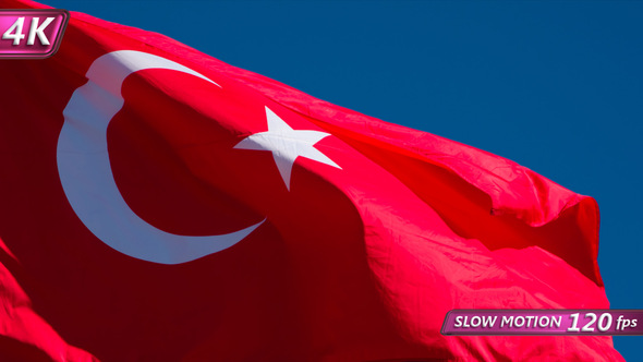 Flag Of Turkey Fluttering In The Wind