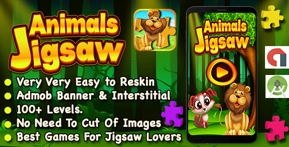 Animal Jigsaw Puzzle Game For Kids + Ready For Publish + Android