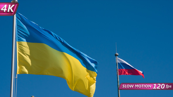 State Flags Of Ukraine And Russia