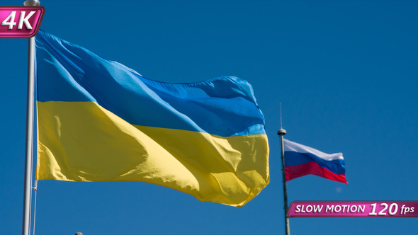 Flags Of Ukraine And Russia