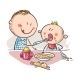 Father Feeding Baby, Vector Illustration - GraphicRiver Item for Sale