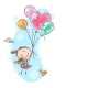 Girl Flying with the Balloons & Carrying a Present - GraphicRiver Item for Sale