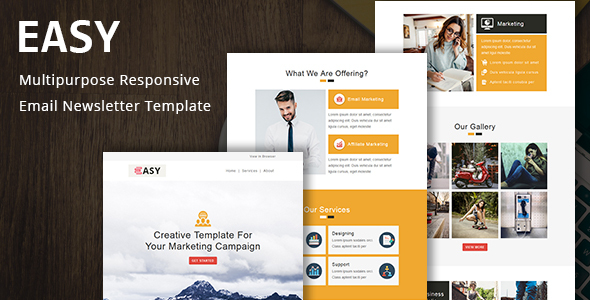 Easy - Multipurpose Responsive Email Template with Online StampReady Builder & Mailchimp Editor