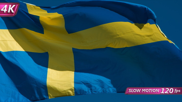 Flag Of Sweden Fluttering In The Wind