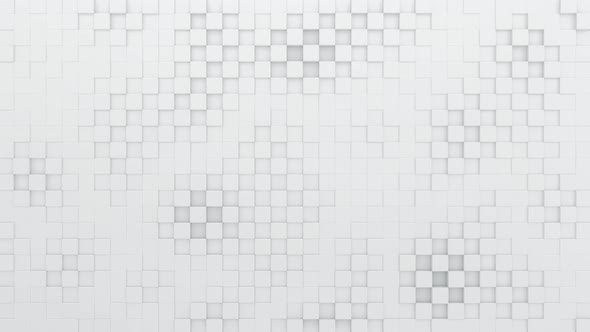 Abstract cubes looped 3d animation. White wall moving