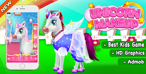 Unicorn Make Up And Salon Game For Kids + Ready For Publish + Admob