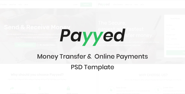 Payyed – Money Transfer & Online Payments PSD Template