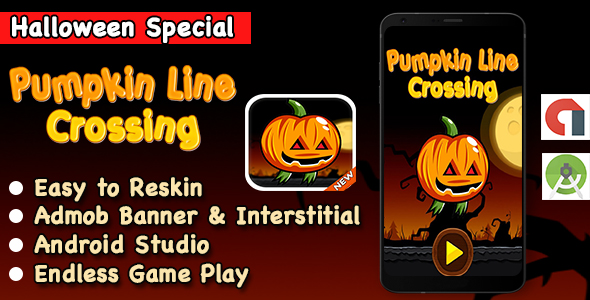 Halloween Pumpkin Line Jump + Endless Game + Android Studio + Ready For Publish