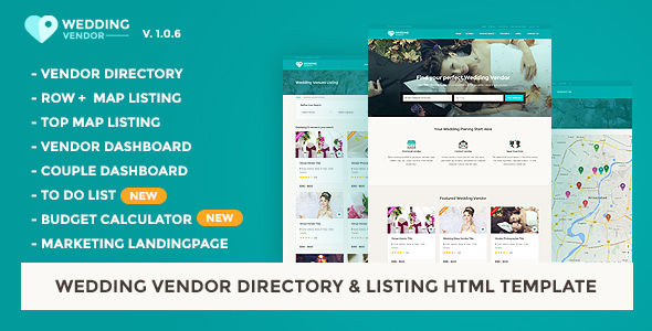 Wedding Vendor Directory & Listing HTML5 Template