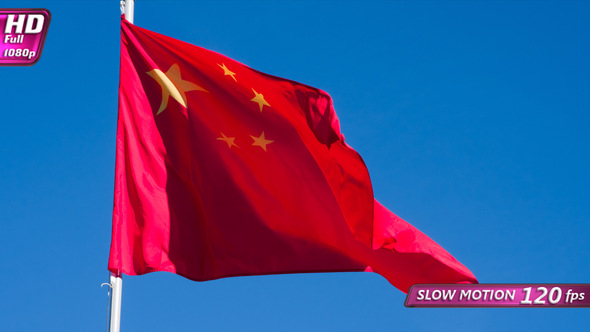 Flag Of China Is Slowly Flying