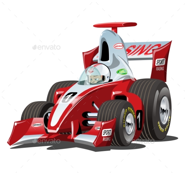 Vector Cartoon Formula 1 Race Car Isolated