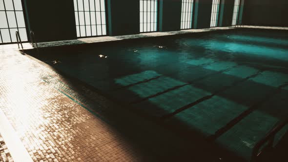 The View of an Empty Public Swimming Pool Indoors