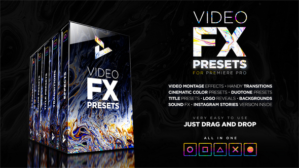 Presets Pack for Premiere Pro: Effects, Transitions, Titles, LUTS, Duotones, Sounds