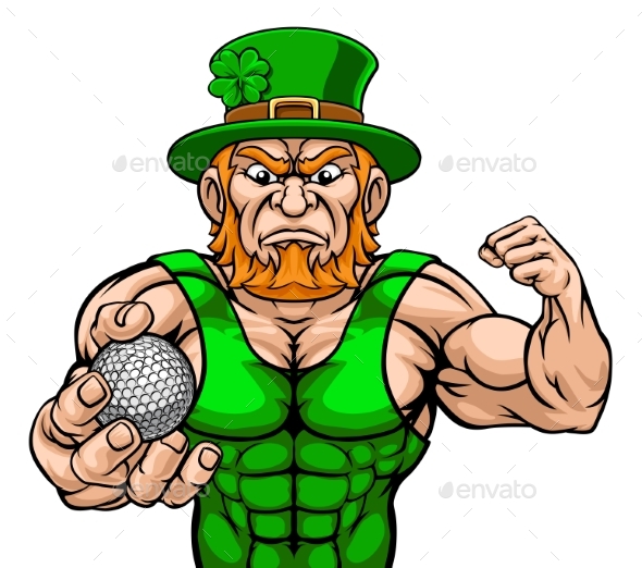 Leprechaun Holding Golf Ball Sports Mascot