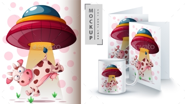 UFO and Cow - Mockup for Your Idea