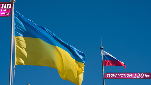 State Flags Of Ukraine And Russia