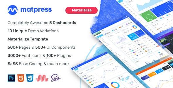 MatPress - Materialize Admin Template