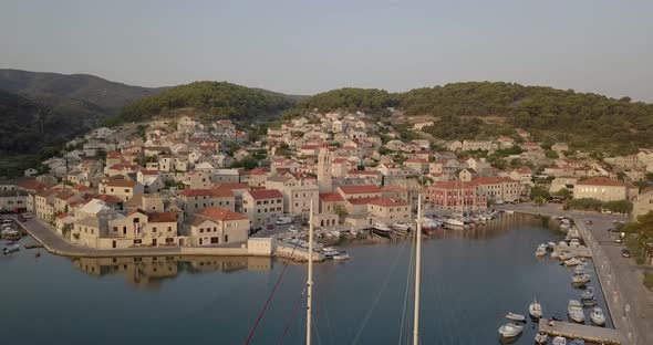 AERIAL: Mediterranean village in Croatia