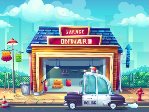 Vector Cartoon Illustration Image the Police Car