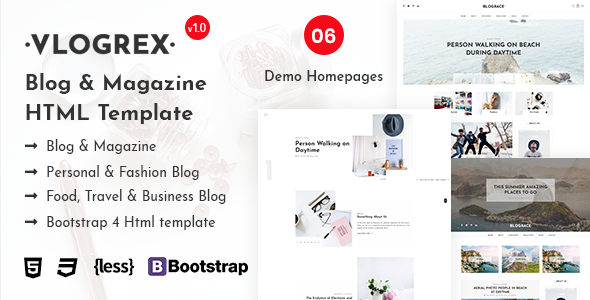 Vlogrex - Blog & Magazine HTML Template