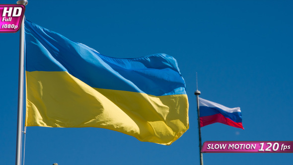 Flags Of Ukraine And Russia