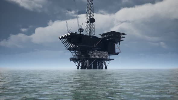 Large Pacific Ocean Offshore Oil Rig Drilling Platform