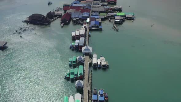 Aerial View of Bang Bao Pier and the Lighthouse in Koh Chang Trat Thailand