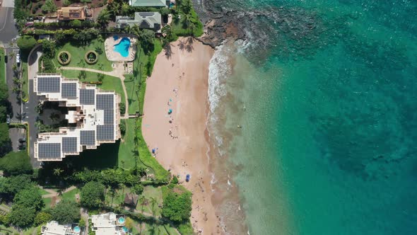 Aerial View on Resort Building with Solar Panels on Hotel Roof