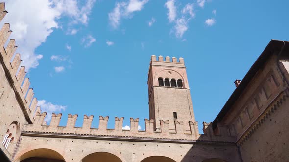 Historical Royal Residence Palazzo Re Enzo Tower Against Sky