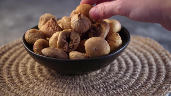 Delicious dried figs in a bowl Healthy snack