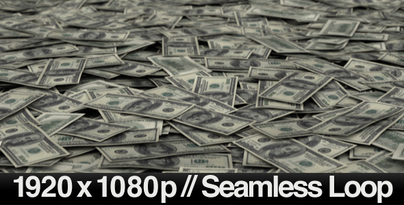 Money Pile $100 Dollar Bills Loop