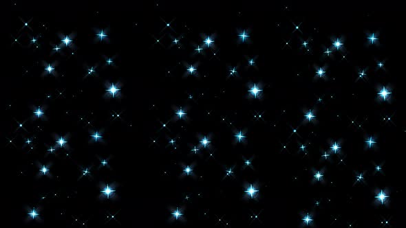 shining bright star set wave motion, color blue, on black background alt