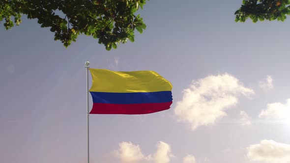 Colombia Flag With  Modern City 