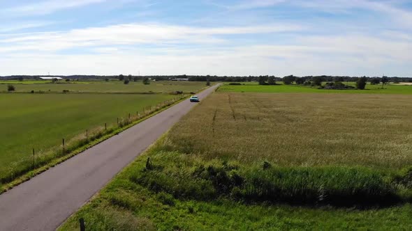 Drone chasing Dodge Polara summer time Öland, Sweden