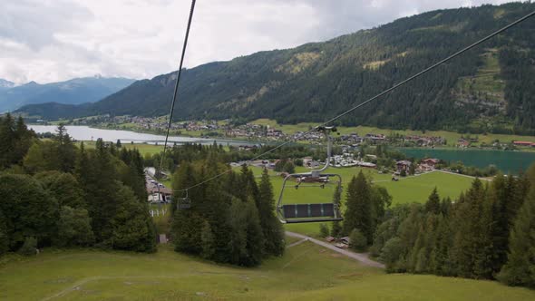 Ski Lift Without People in the Summer Alps