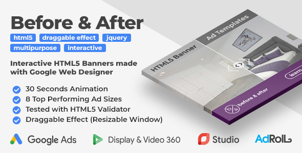 Before After Interactive Animated Html5 Banner Ad Templates