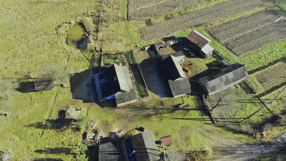 Countryside Village Landscape with Houses From a Height