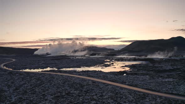 Aerial Footage Geothermal Power Plant Iceland