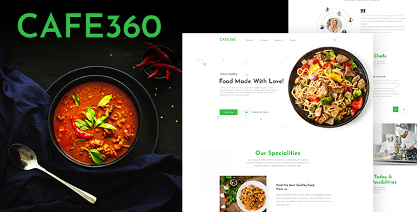 Cafe360 | Restaurant One Page PSD Template