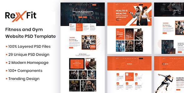 RexFit Fitness and Gym PSD Template