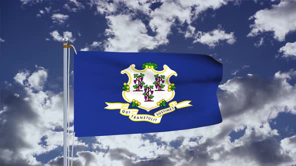 Connecticut Flag Waving 4k