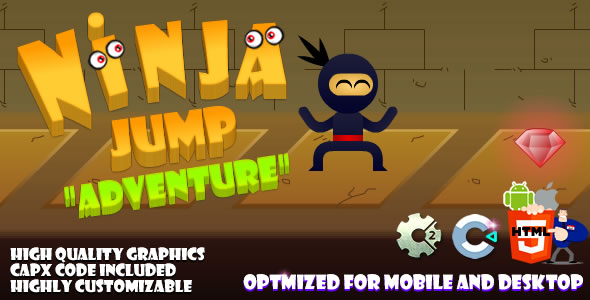 Ninja Jump - Adventure (C2, C3, HTML5) Game.
