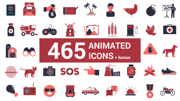 465 animated icons pack