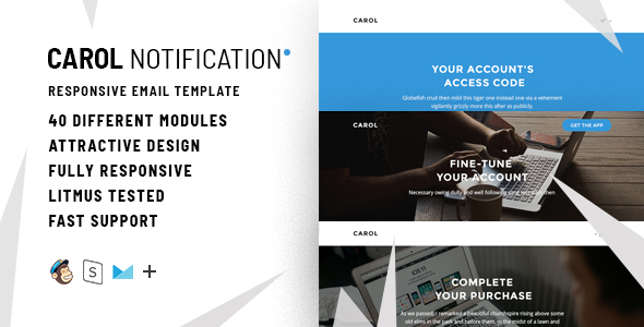 Carol Notification – 40+ Versions Responsive Email + StampReady, MailChimp & CampaignMonitor files