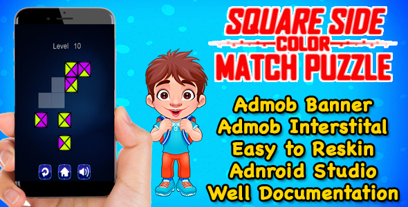 Square Side Color Puzzle Game Kids And Adults + Admob + Android Studio Project