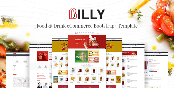 Billy - Food & Drink eCommerce Bootstrap4 Template / Themeforest