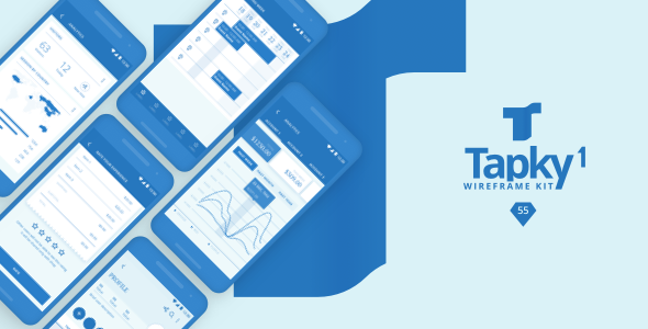 Tapky 1 | Wireframe UI Kit - 140 Sketch Templates for Your Next Android App
